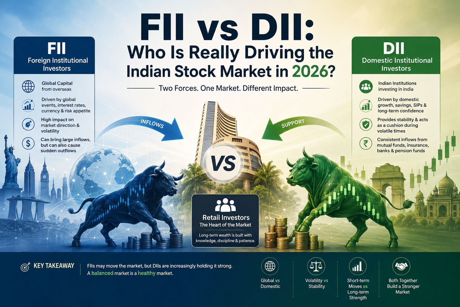 FII vs DII: Who Is Really Driving the Indian Stock Market in 2026?